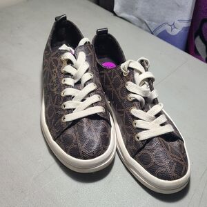 Brown Monogram Sneakers with White Laces